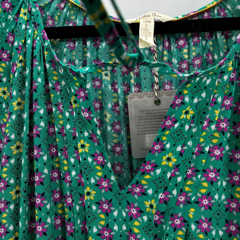 Matilda Jane Floral Boho Cottagecore Tiered Peasant Midi Dress Green Large NWT - Picture 8 of 9
